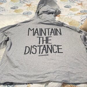 Wren and glory-Gray Hoodie with 'Maintain the Distance' Print